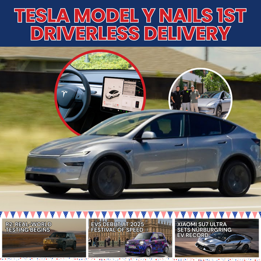 Rivian R2 Tests Begin 🚘 Tesla’s Driverless Delivery 👏 Festival of Speed EV debuts 🚙 Xiaomi EVs Sets a Lap Record