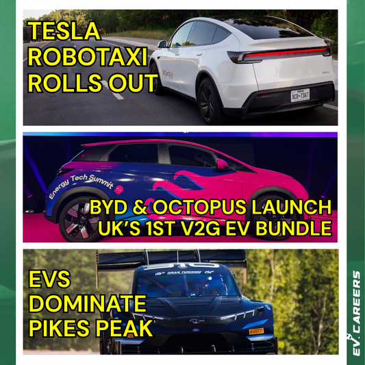 Tesla Robotaxi Rolls Out 🚘 BYD & Octopus Launch UK’s 1st V2G EV Bundle 🏆 EVs Dominate Pikes Peak